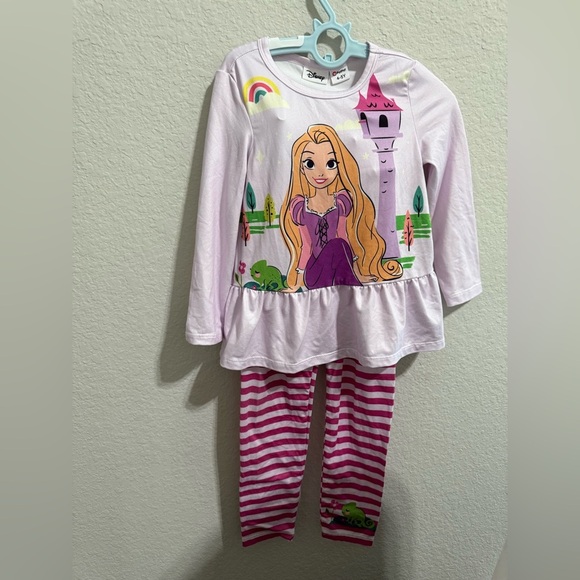 Disney PatPat Rapunzel Set Size 4-5 Long Sleeve Legging Outfit Disney Princess - Picture 7 of 10